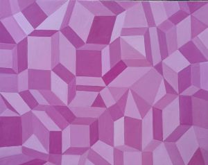 Pink cubes, 2021., oil on canvas, 80x100 cm